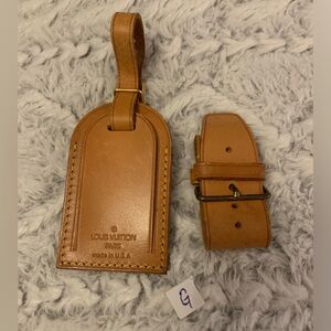 Louis Vuitton Tan Leather Luggage Tag and Strap